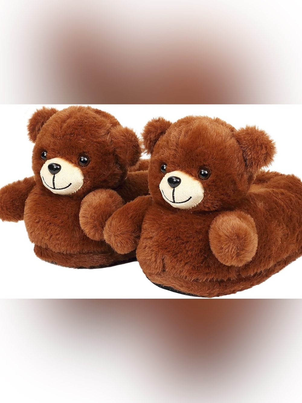 Brown Plush Bear Soft Slippers